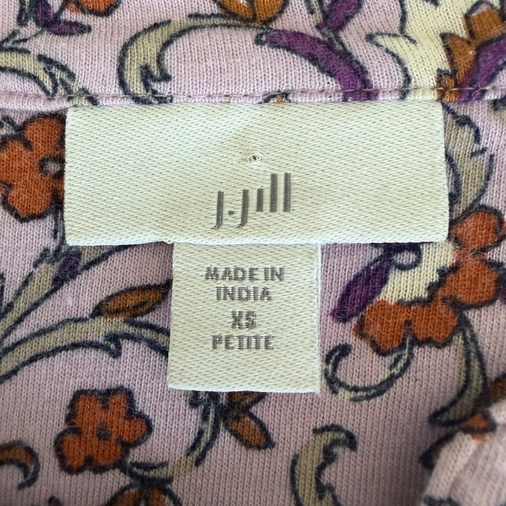 J.‎ Jill Petite Floral Paisley Print Top Peasant Boho Pink Purple 3/4 Sleeve XSP - Picture 10 of 14